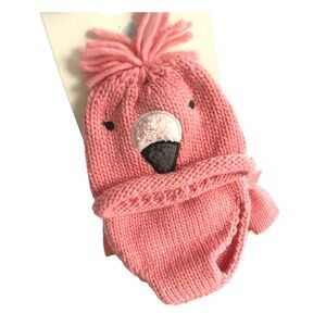 CLOUD ISLAND Baby Girl Newborn Pictures Pink Flamingo Hat Diaper Cover Knit NWT